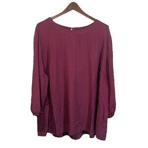 Croft And Borrow Popover Top Blouse Maroon Sz 3X Career Cottage Peasant Relaxed
